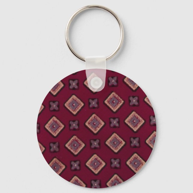 Vintage Geometric Diamond Textile Key Chain (Front)