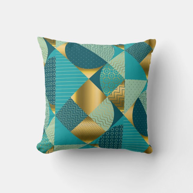 Vintage geometric fabric, seamless patchwork. cushion (Front)