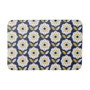 Vintage Geometric Flower Pattern Bath Mat