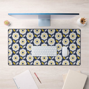 Vintage Geometric Flower Pattern Desk Mat
