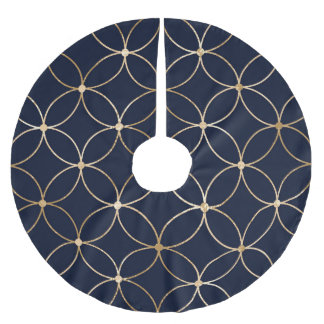 Vintage Geometric: Gold Blue Abstract Brushed Polyester Tree Skirt