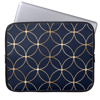 Vintage Geometric: Gold Blue Abstract Laptop Sleeve