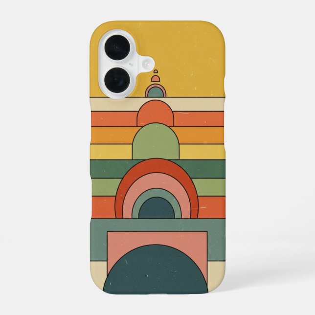 Vintage Geometric Horizon iPhone 16 Case (Back)