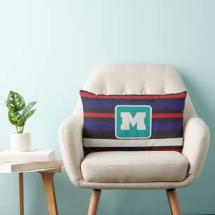Vintage geometric jacquard Striped Modern monogram Lumbar Cushion