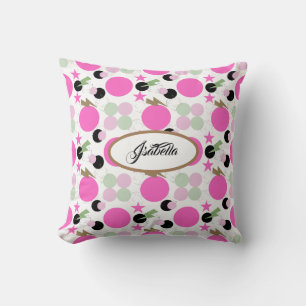 Vintage Geometric Light Pink and Olive Green Cushion