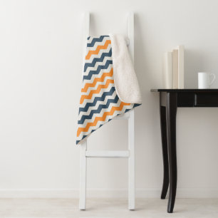 Vintage geometric orange grey name sherpa blanket