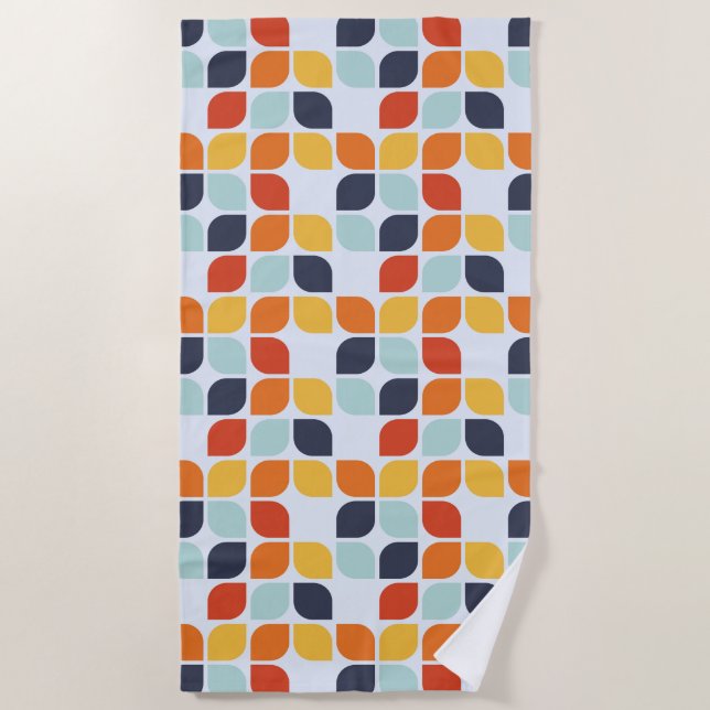 Vintage Geometric Pattern Beach Towel (Front)