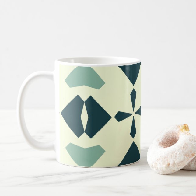 Vintage Geometric Pattern Coffee Mug (With Donut)