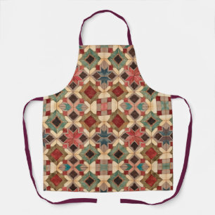 vintage Geometric Quilt Block Art Pattern Apron