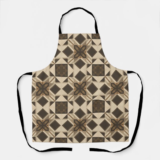 vintage Geometric Quilt Block Art Pattern  Apron (Front)