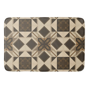 vintage Geometric Quilt Block Art Pattern Bath Mat