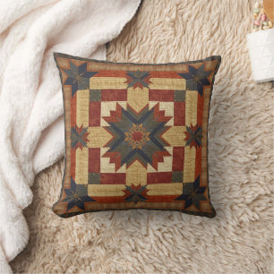 vintage Geometric Quilt Block Art Pattern Cushion