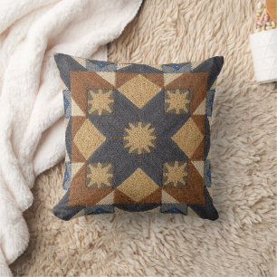 vintage Geometric Quilt Block Art Pattern Cushion