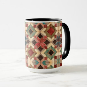 vintage Geometric Quilt Block Art Pattern Mug