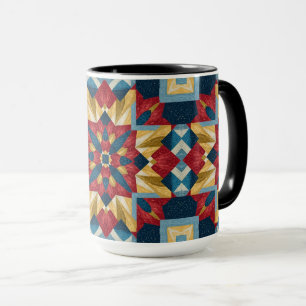 vintage Geometric Quilt Block Art Pattern Mug