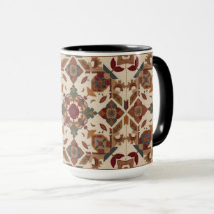 vintage Geometric Quilt Block Art Pattern Mug