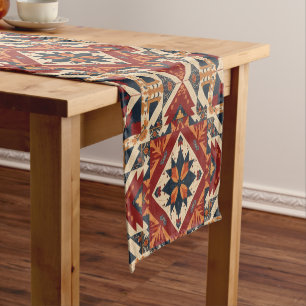 vintage Geometric Quilt Block Art Pattern Short Table Runner