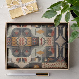vintage Geometric Quilt Block Art Pattern Tissue Paper