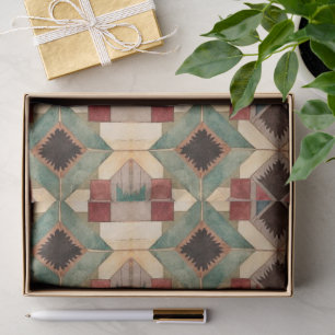 vintage Geometric Quilt Block Art Pattern Tissue Paper