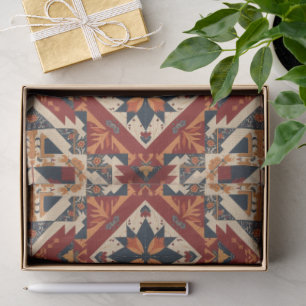 vintage Geometric Quilt Block Art Pattern Tissue Paper