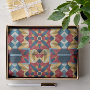 vintage Geometric Quilt Block Art Pattern Tissue Paper