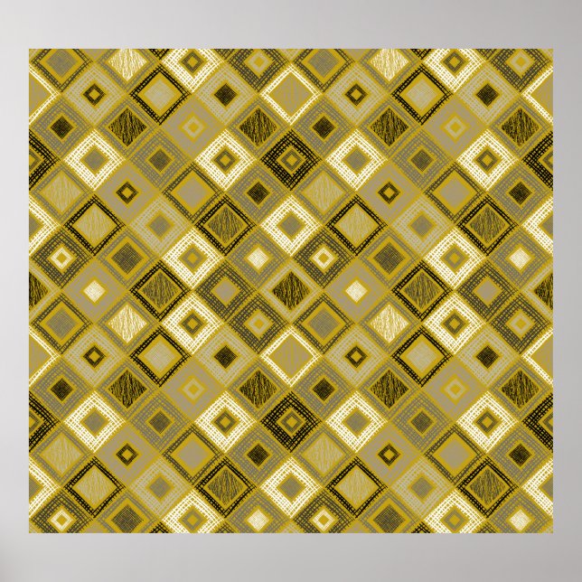 Vintage geometric rhombus, seamless pattern. poster (Front)
