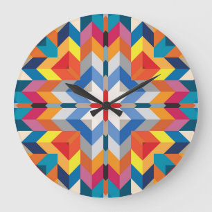Vintage Geometric: Scandinavian Colour Blocks Large Clock