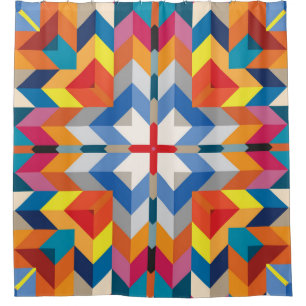 Vintage Geometric: Scandinavian Colour Blocks Shower Curtain