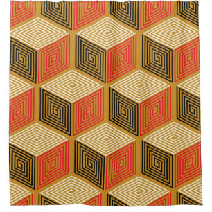 vintage geometric seamless pattern with cubes in r shower curtain