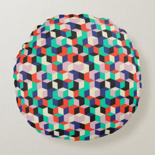 vintage geometric seamless pattern with diamond sh round cushion