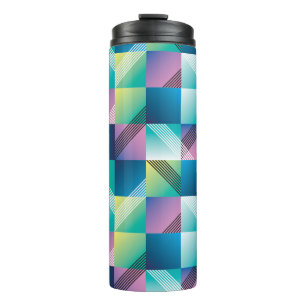 Vintage Geometric Squares: Abstract Pattern Thermal Tumbler