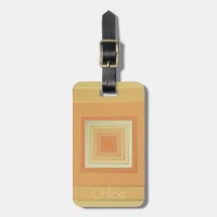 Vintage Geometric Squares (soft yellows & orange) Luggage Tag