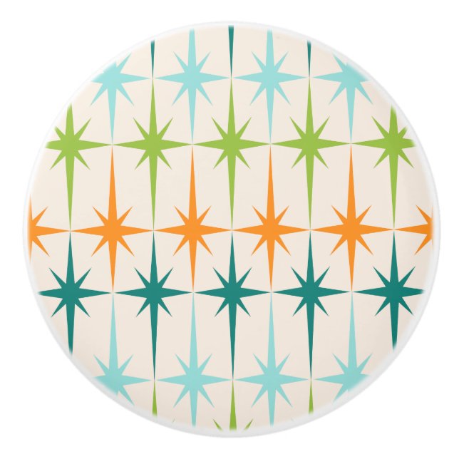 Vintage Geometric Starbursts Ceramic Knob (Front)