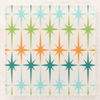 Vintage Geometric Starbursts Glass Coaster