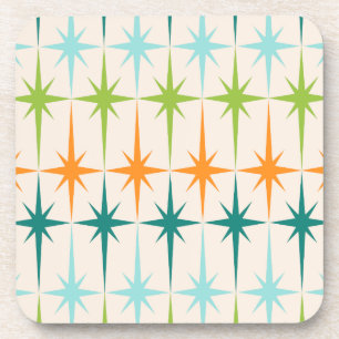 Vintage Geometric Starbursts Hard Plastic Coasters