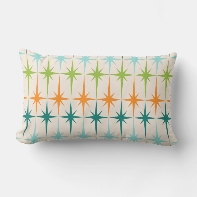 Vintage Geometric Starbursts Lumbar Pillow (Front)