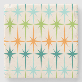 Vintage Geometric Starbursts Marble Coaster