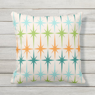 Vintage Geometric Starbursts Outdoor Pillow