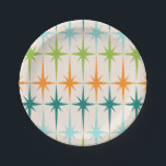 Vintage Geometric Starbursts Paper Plates<br><div class="desc">Vintage. Geometrics. Starbursts. If you love any of those words, these retro Vintage Geometric Starbursts Paper Plates are for you. This mid century modern design features a cream background with rows of turquoise, lime green, orange, and teal starbursts. This mod design pairs beautifully with Strange Little Onion’s Retro Atomic Mobile...</div>