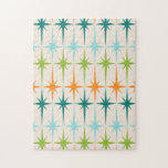 Vintage Geometric Starbursts Puzzle<br><div class="desc">Vintage. Geometrics. Starbursts. If you love any of those words, this retro Vintage Geometric Starbursts Puzzle is for you. This mid century modern design features a cream background with rows of turquoise, lime green, orange, and teal starbursts. This mod design pairs beautifully with Strange Little Onion’s Retro Atomic Mobile Pattern...</div>