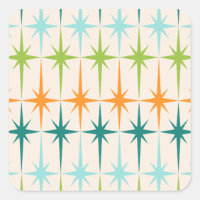Vintage Geometric Starbursts Square Stickers