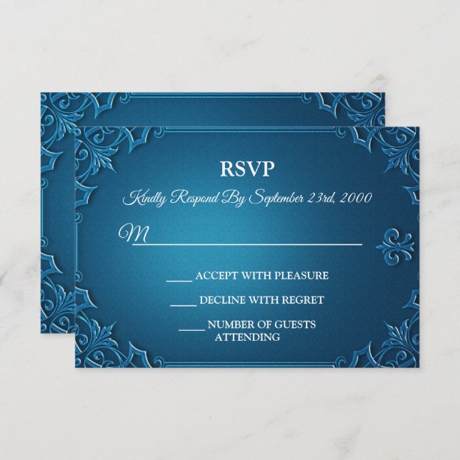 Vintage Geometric Teal Turquoise Party RSVP Card (Front/Back)