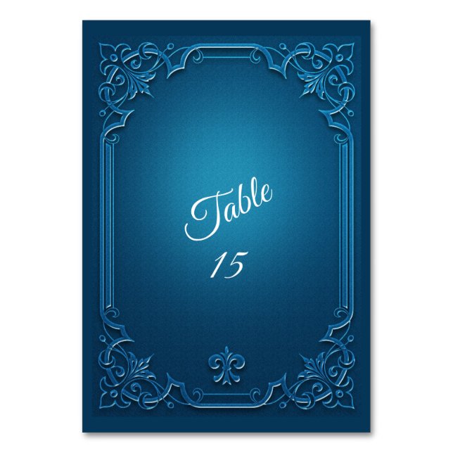 Vintage Geometric Teal Turquoise Wedding Party Table Number (Front)
