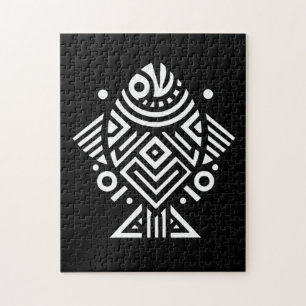 Vintage Geometric Tribal art Jigsaw Puzzle