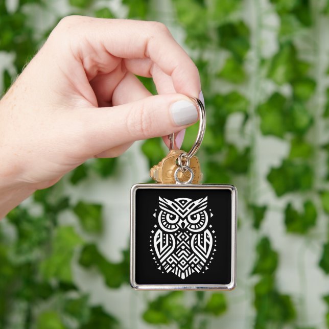 Vintage Geometric Tribal art Key Ring (Hand)