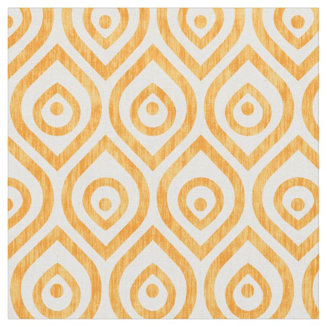 Vintage geometric yellow ogee pattern fabric (Close Up)