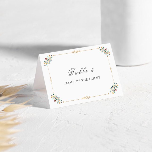 Vintage Geometry Classic Motif Wedding Place Card (Creator Uploaded)