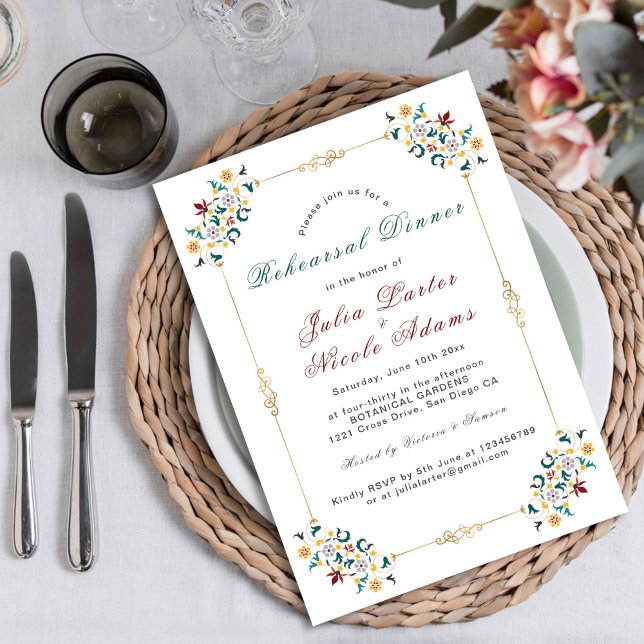 Vintage Geometry Classical Motif Rehearsal Dinner Invitation (Creator Uploaded)