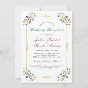 Vintage Geometry Classical Motif Wedding Reception Invitation