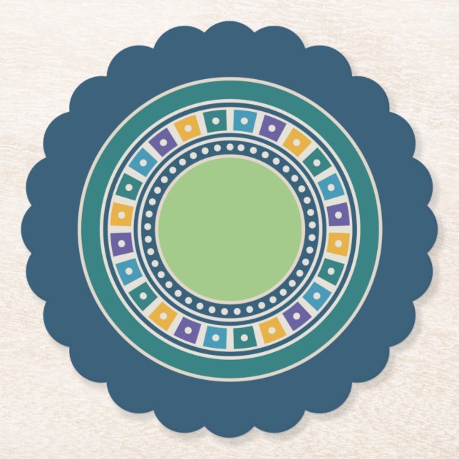 Vintage Geometry pattern coasters (Front)